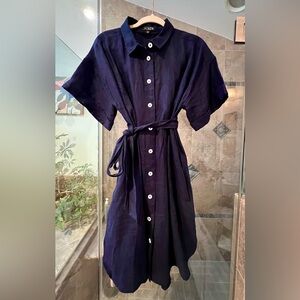 J.Crew Capitaine linen shirtdress in navy
